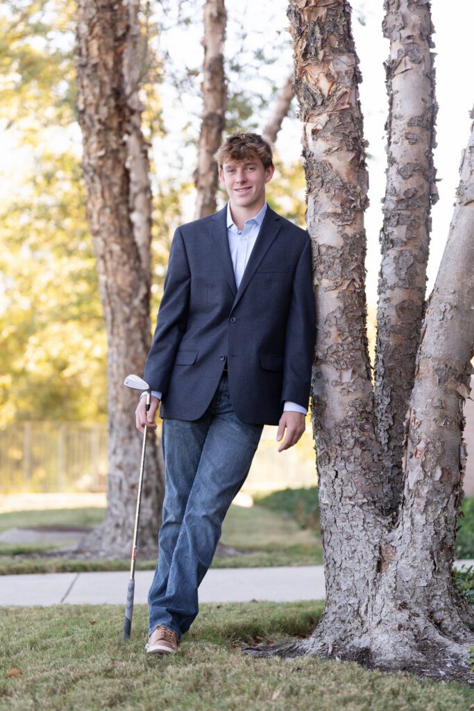 senior guy picture idea with golf club in nature