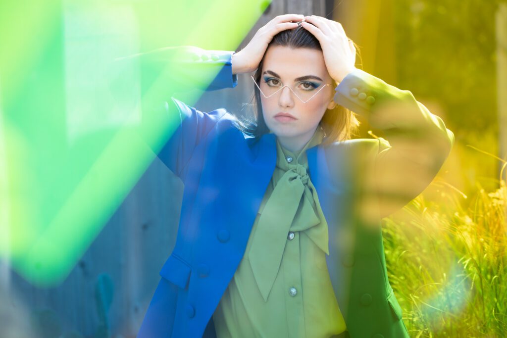 senior picture idea with abstract colors and light